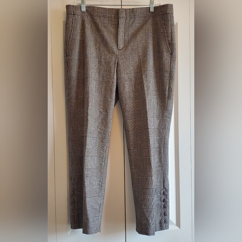 Banana Republic Avery Black Glen Plaid Straight Crop Ankle Pants Lined Sz 10